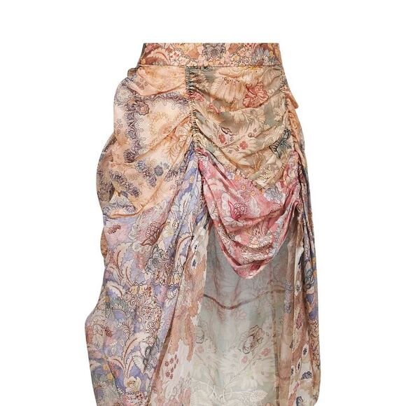 Zimmermann Women Spliced Floral Silk-Linen Blend Rebellion Midi Skirt - Picture 3 of 3
